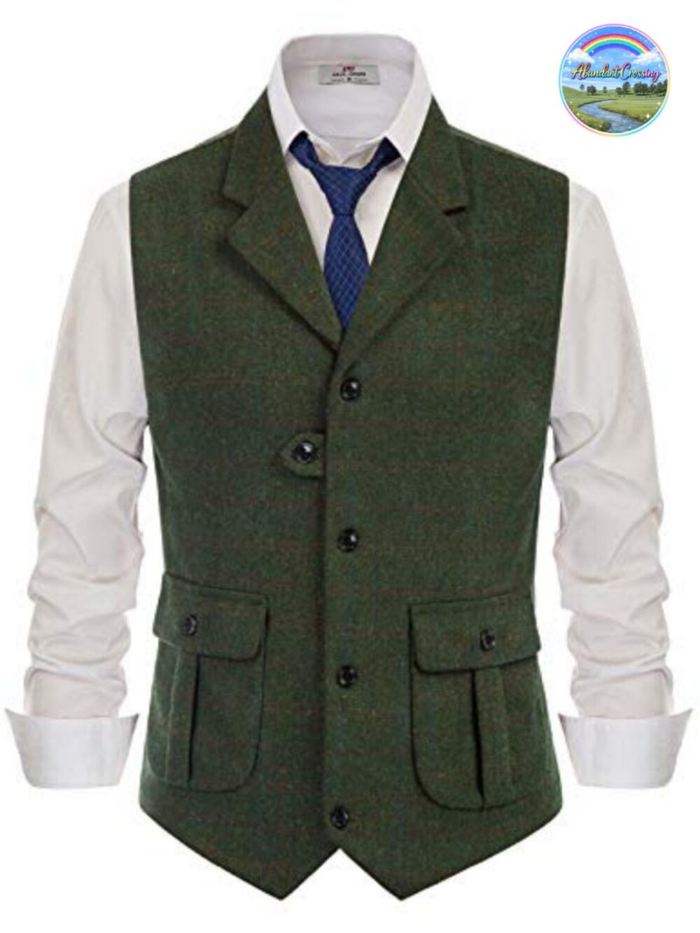 Mens Herringbone Tweed Wool Blend Vest Slim Fit Waistcoat Suit